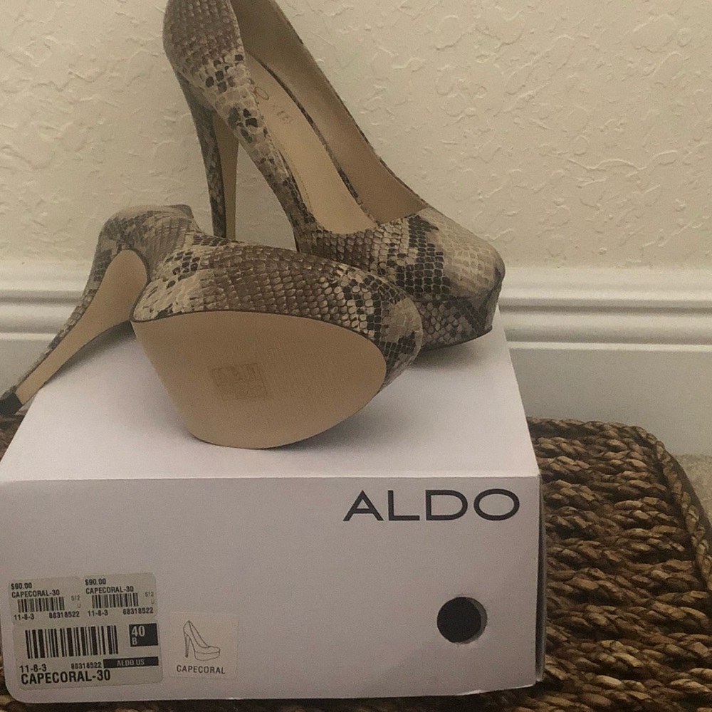 Aldo natural python print pumps
